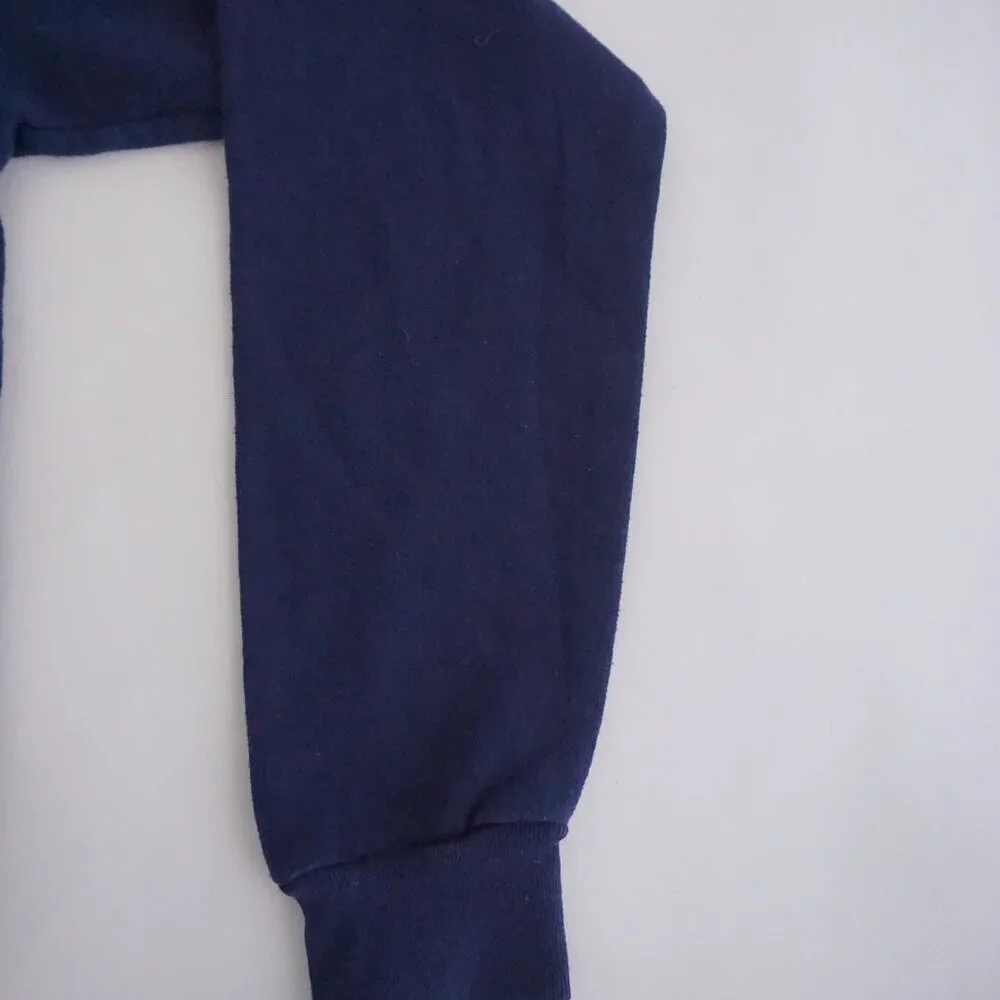 Vintage Top Stitch Navy Blue White Embroidered Cat Peter Pan Collar Sweater S - Picture 4 of 9